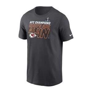 Nike Men's Anthracite Kansas City Chiefs 2023 AFC Champions Tshirt / LARGE / NEW